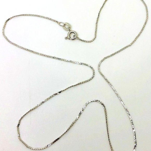 hot 14k white gold curb link necklace with lobster clasp 16 - Main Image
